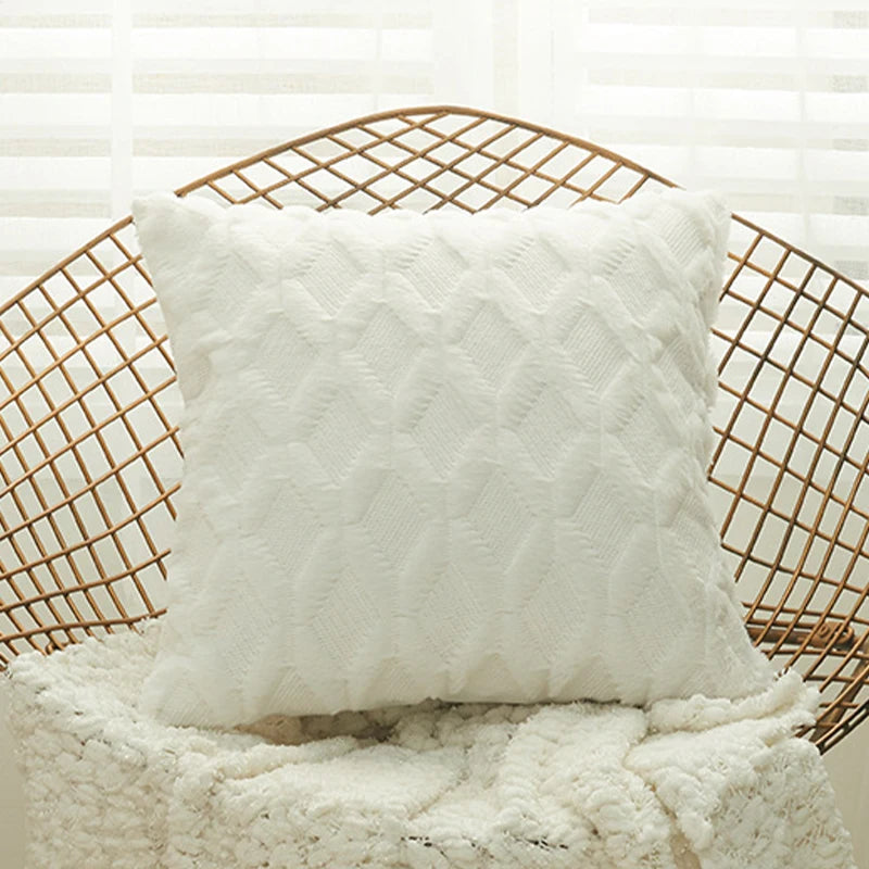 Housse de coussin Peluche Douce - Blanc