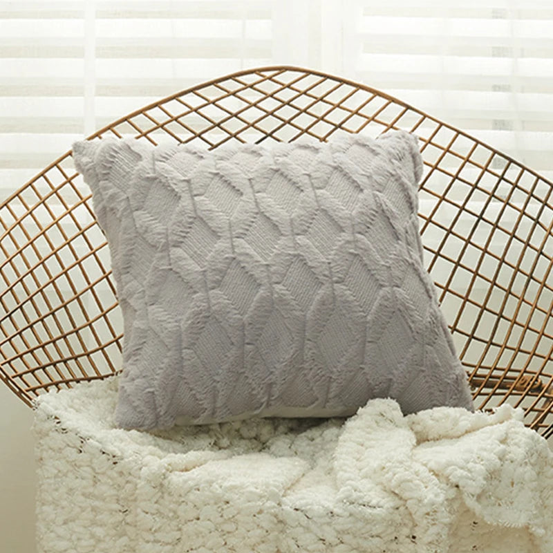 Housse de coussin Peluche Douce - Gris Clair