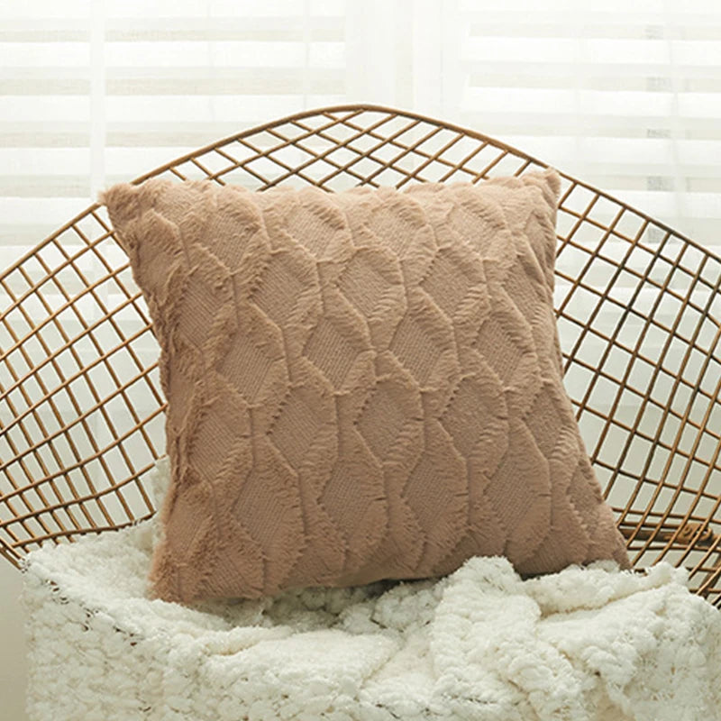 Housse de coussin Peluche Douce - Café