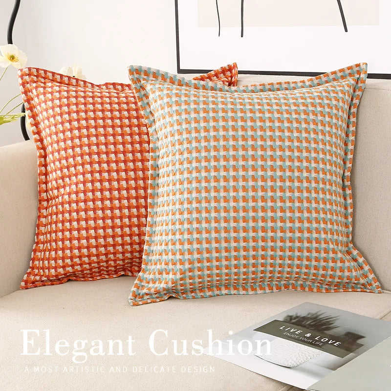 Housse de coussin Pied-de-Poule Coton