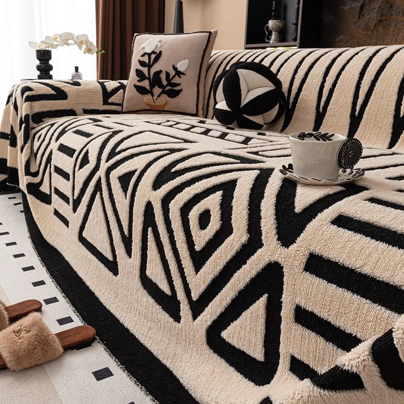 Plaid Graphique Africain - Beige
