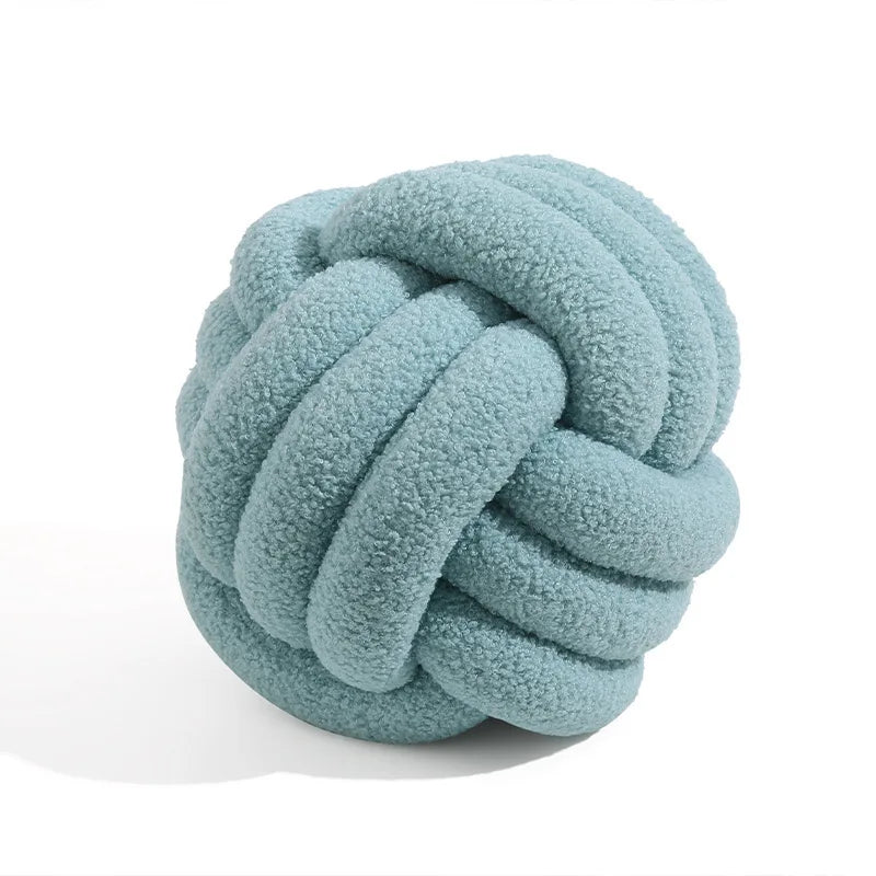 Coussin Boule Nouée Bouclette - Bleu Ciel