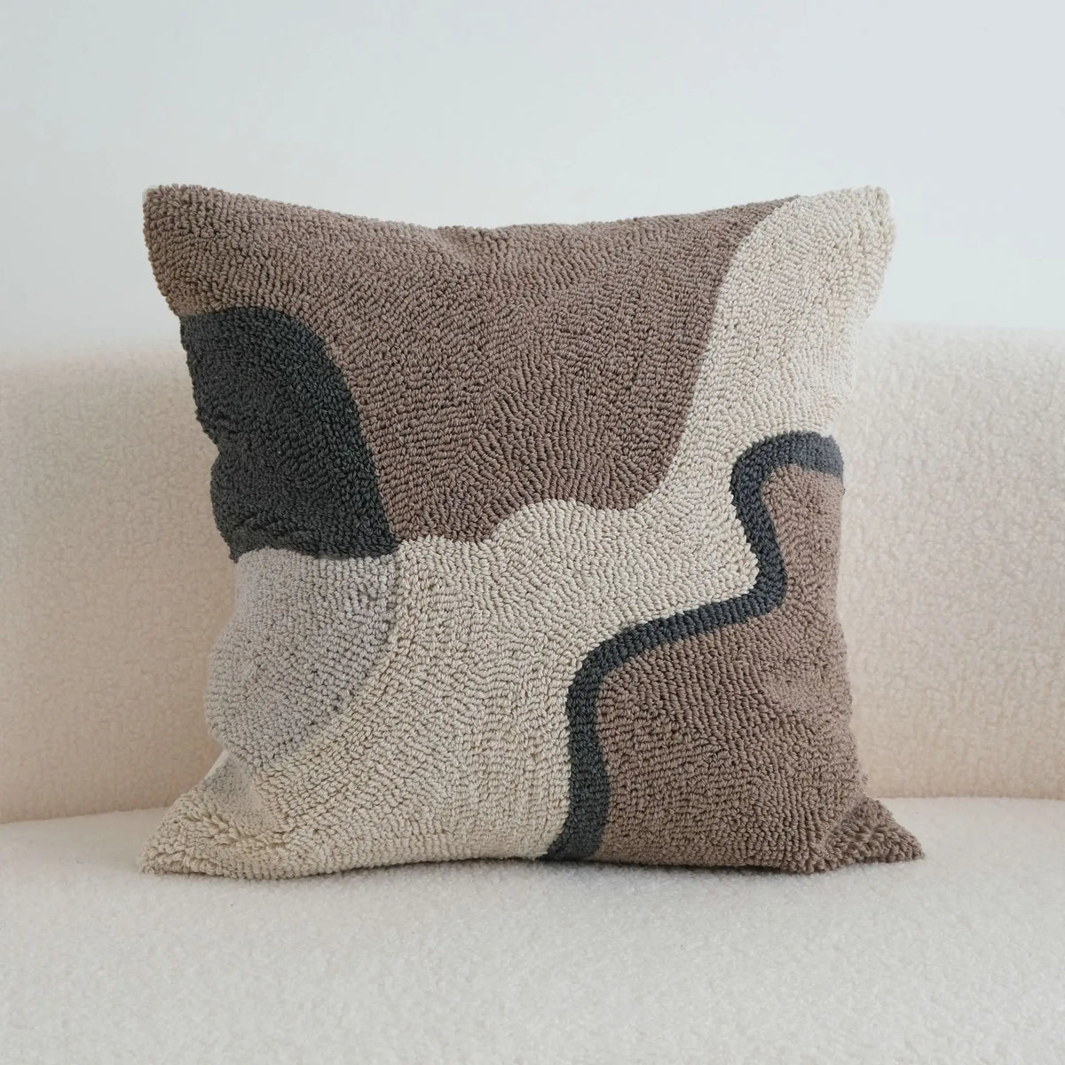 Housse de coussin Abstraite Beige Noir - Modèle A (45x45cm)