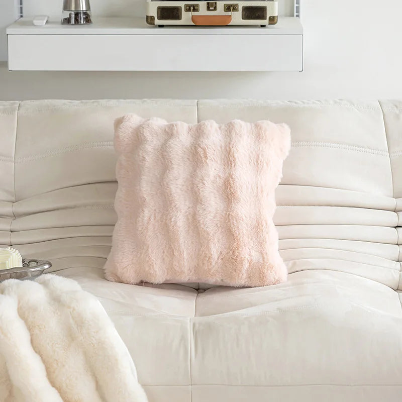 Housse de coussin Peluche Bulles - Rose