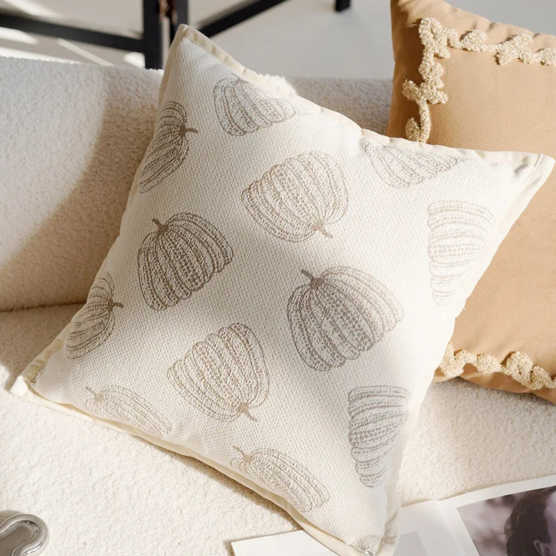 Housse de coussin Collection Beige & Caramel - Lanternes Brodées (45x45cm)