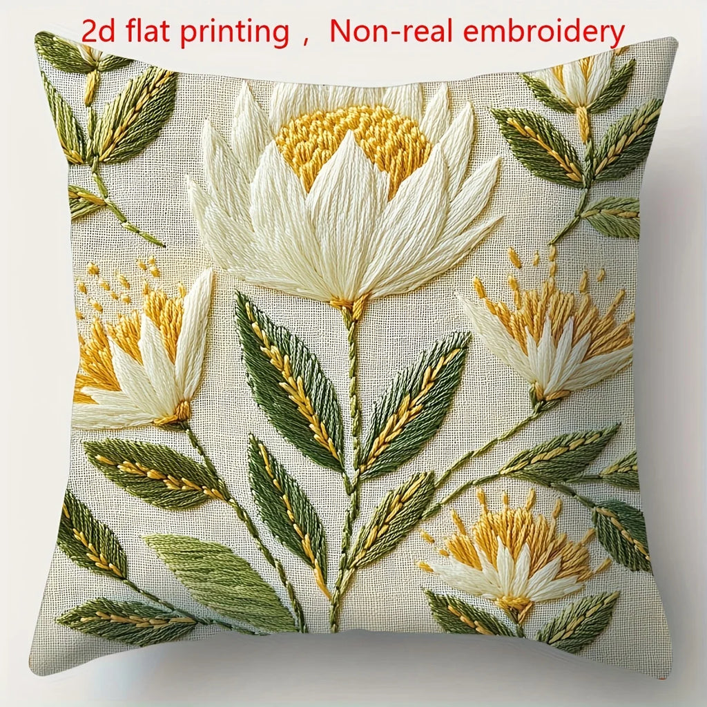 Lot de 4 Housses de Coussin Tournesol Vintage