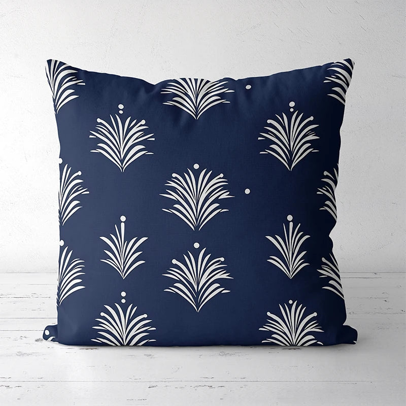 Housse de coussin Feuilles Bleues - Motif 4