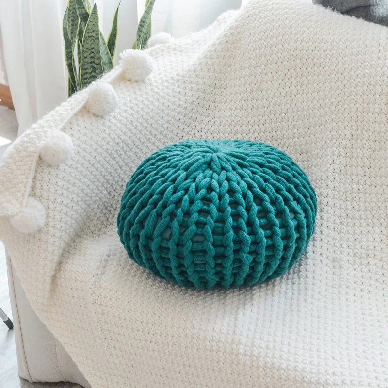 Coussin Futon Rond Nordique Laine - Vert