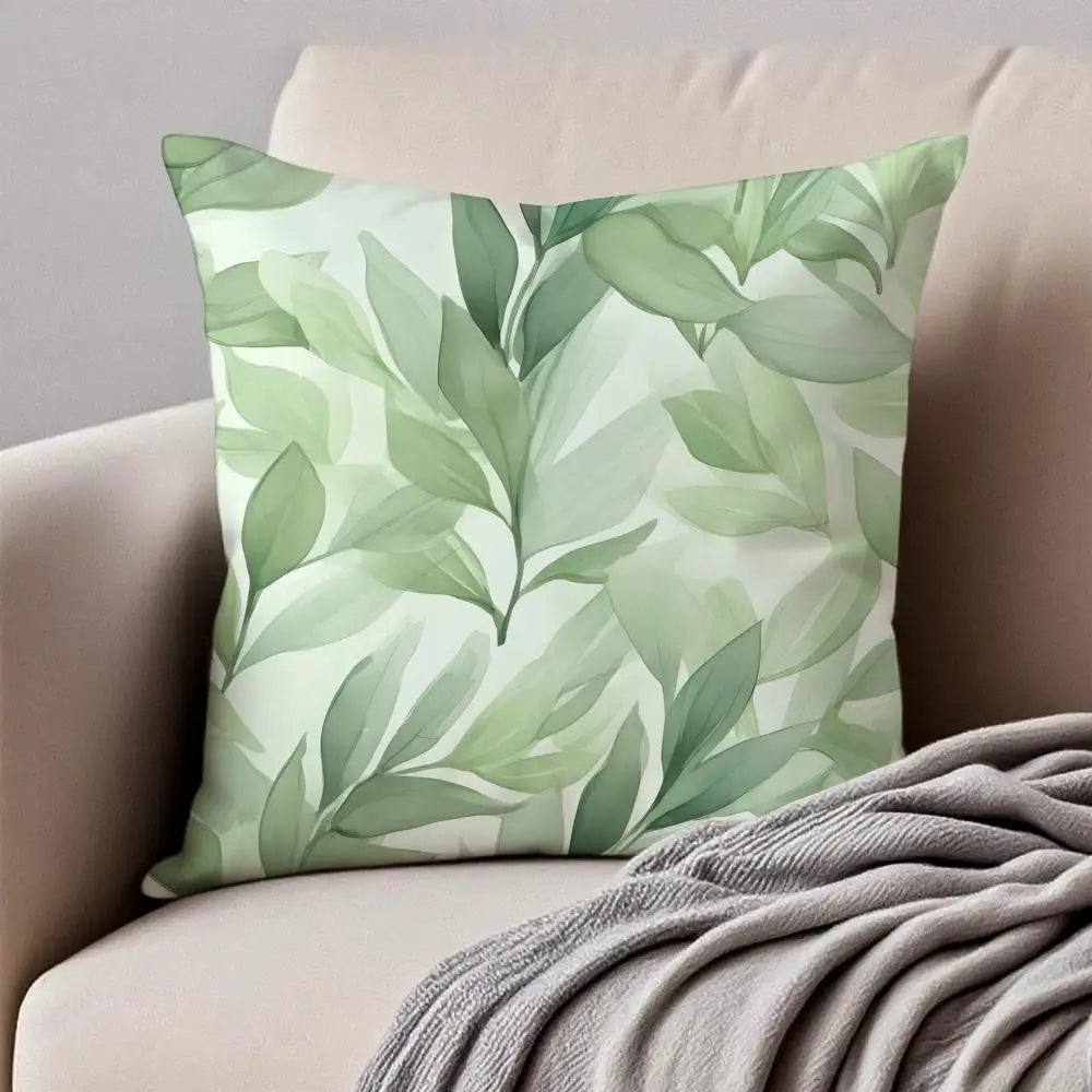 Housse de coussin Feuilles Peluche Courte - Motif 1