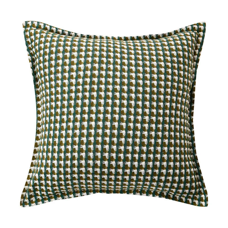 Housse de coussin Pied-de-Poule Coton - Vert