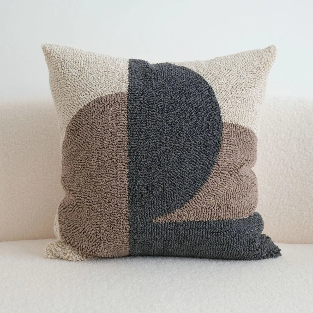 Housse de coussin Abstraite Beige Noir - Modèle C (45x45cm)