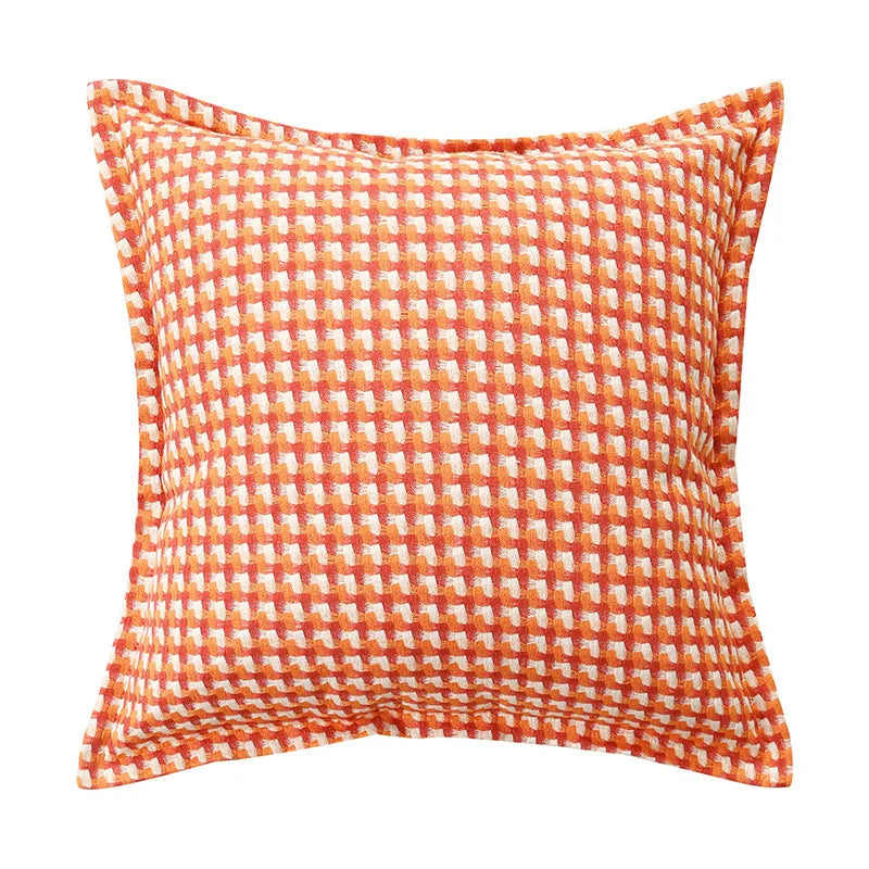 Housse de coussin Pied-de-Poule Coton - Rouge