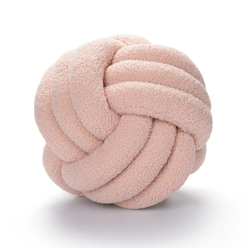 Coussin Boule Nouée Bouclette - Rose Poudré