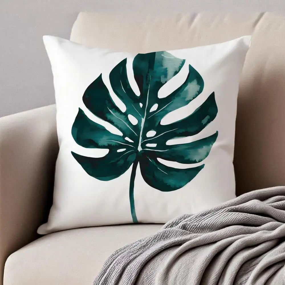 Housse de coussin Feuilles Peluche Courte - Motif 7