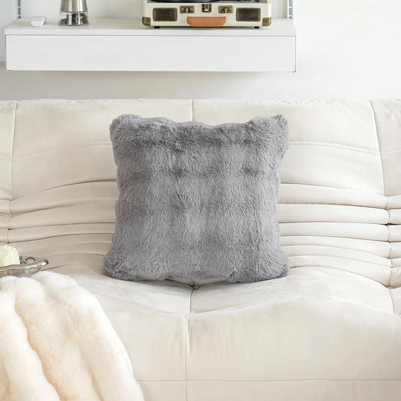 Housse de coussin Peluche Bulles - Gris