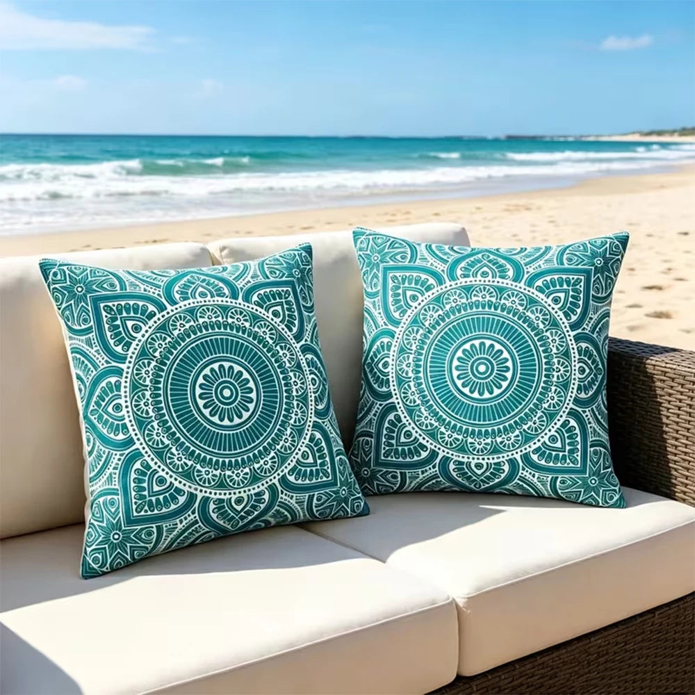 Lot de 2 Housses de Coussin Good Vibe - Mandala Turquoise