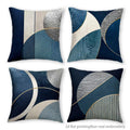 Lot de 4 Housses de Coussin Géométrique Bleu Marine
