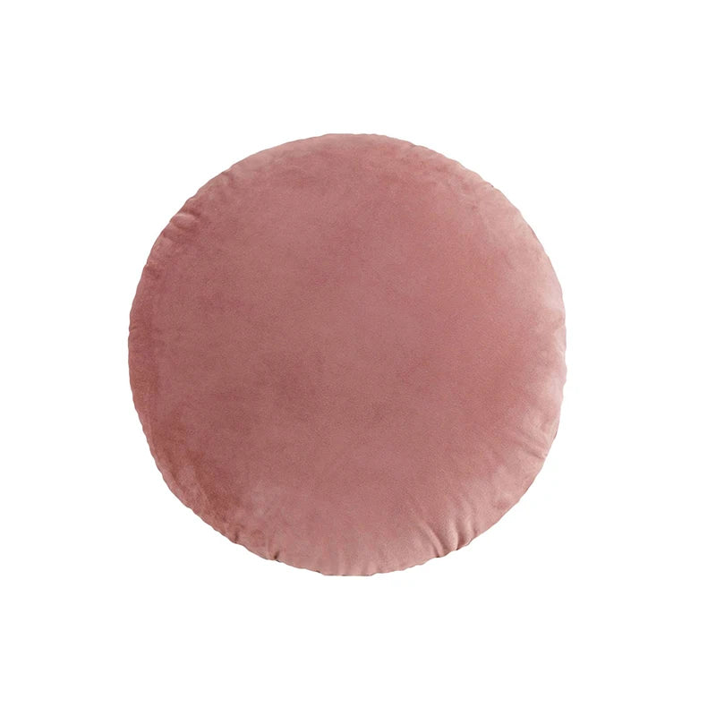 Housse de coussin Ronde Velours - Rose Cuir