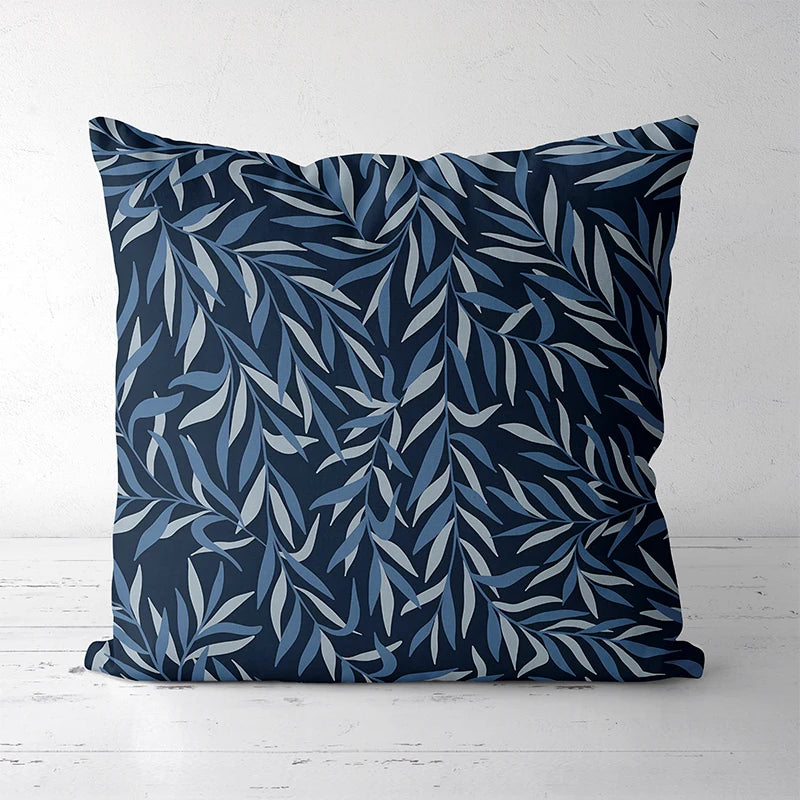 Housse de coussin Feuilles Bleues - Motif 1