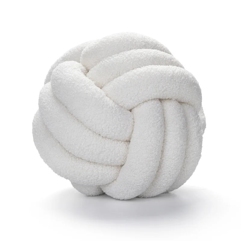 Coussin Boule Nouée Bouclette - Blanc