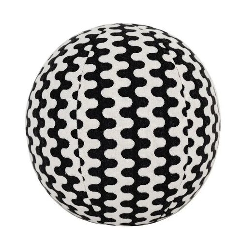 Coussin Boule Sphérique Peluche - Chevron Noir & Blanc