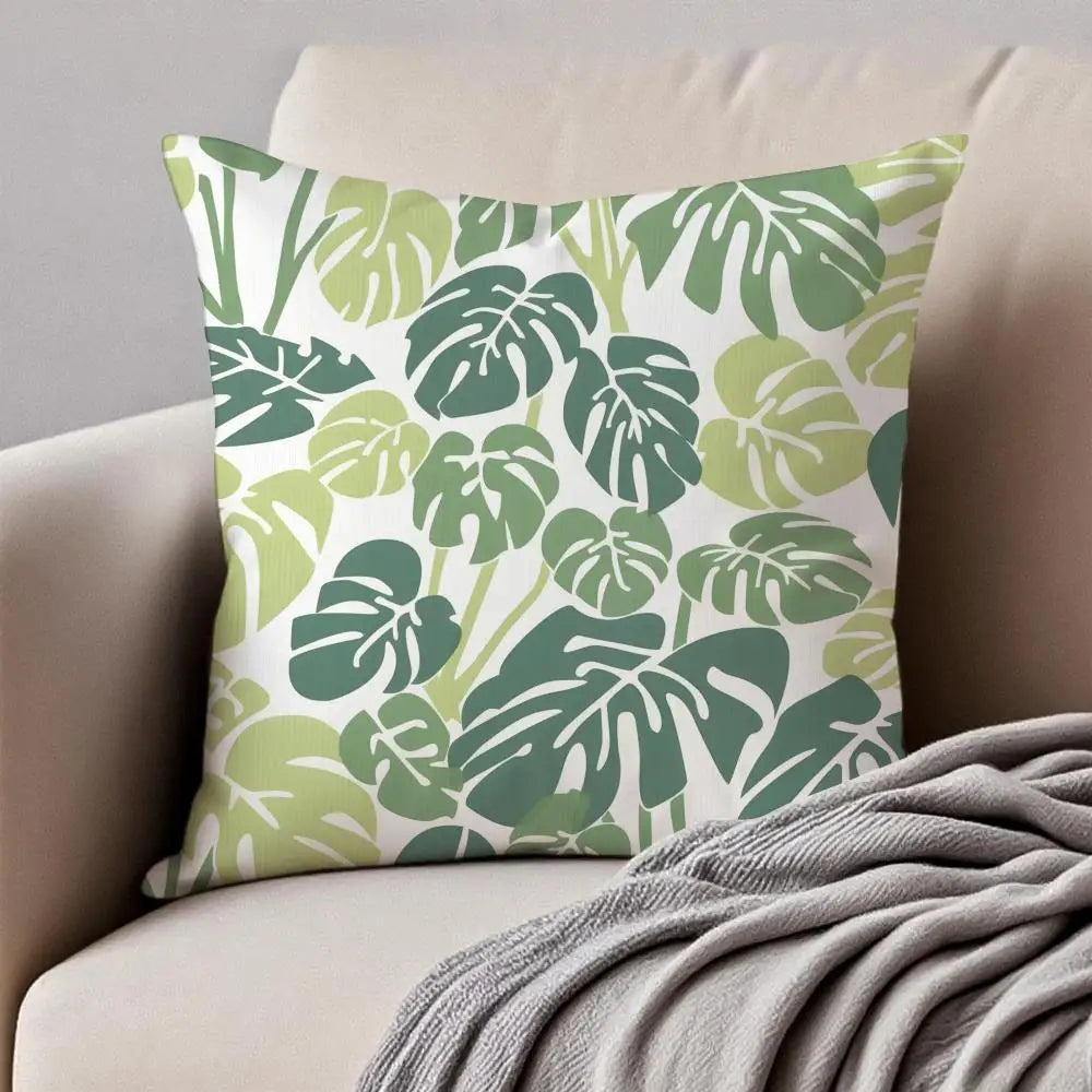 Housse de coussin Feuilles Peluche Courte - Motif 3