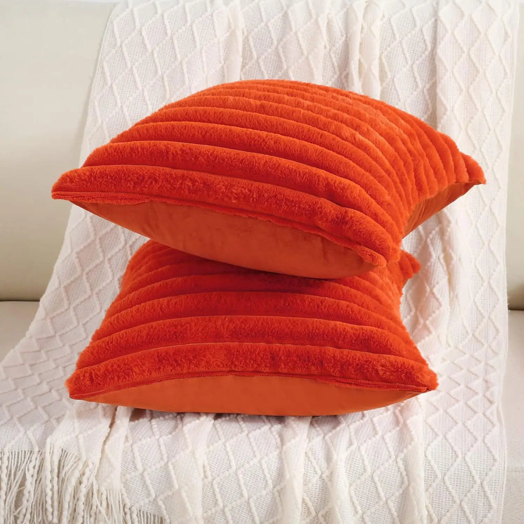 Housse de coussin Fausse Fourrure de Lapin - Orange