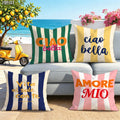 Lot de 4 Housses de Coussin Rayures Italiennes - Motif 1