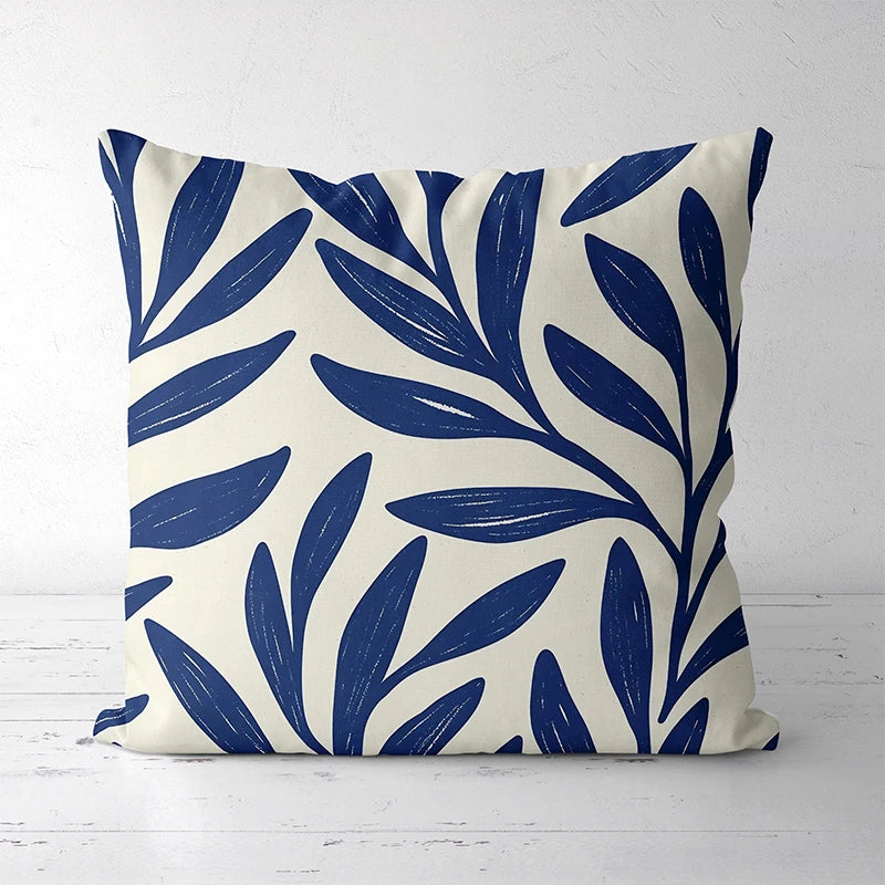 Housse de coussin Feuilles Bleues - Motif 2