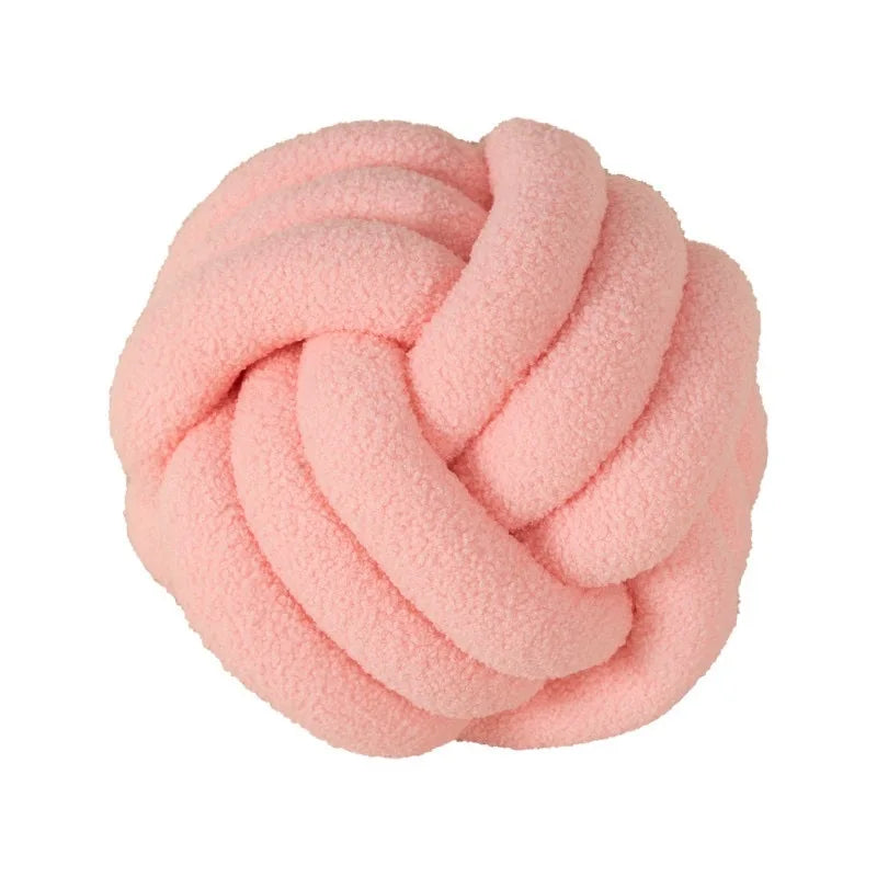 Coussin Boule Nouée Bouclette - Rose Clair