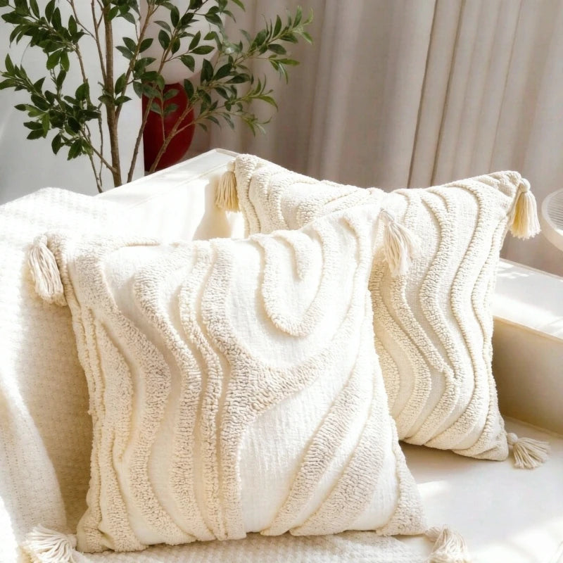 Housse de coussin Bohème Pompons - 2 pièces