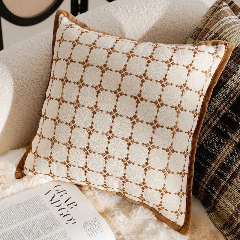 Housse de coussin Collection Beige & Caramel - Treillis Caramel (45x45cm)
