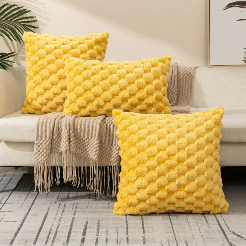 Housse de coussin Velours Bulles - Jaune