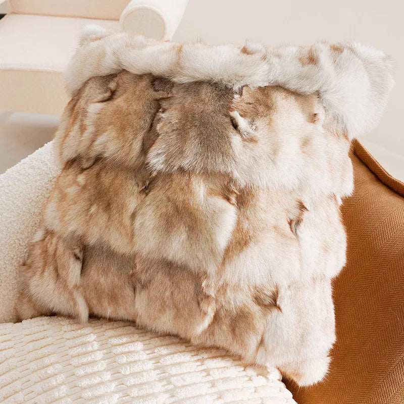 Housse de coussin Collection Beige & Caramel - Fausse Fourrure (45x45cm)