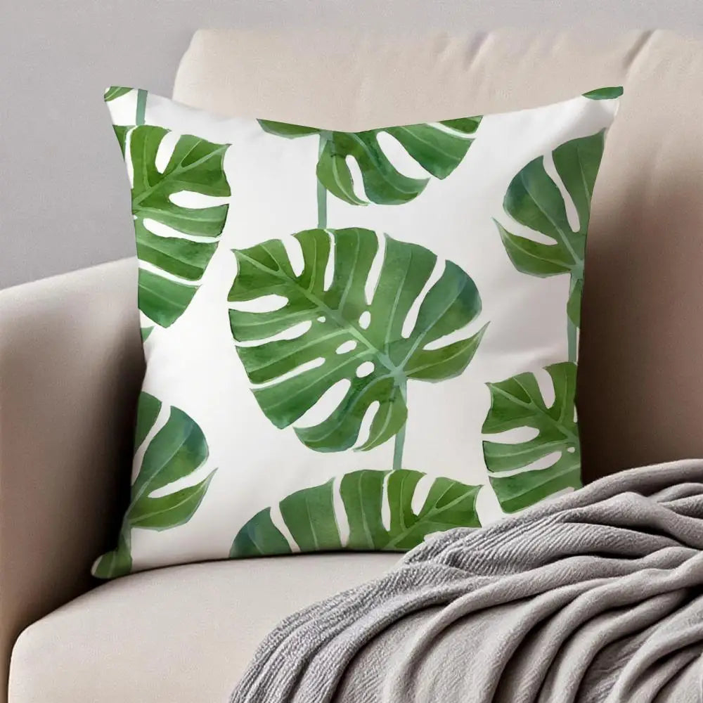 Housse de coussin Feuilles Peluche Courte - Motif 6