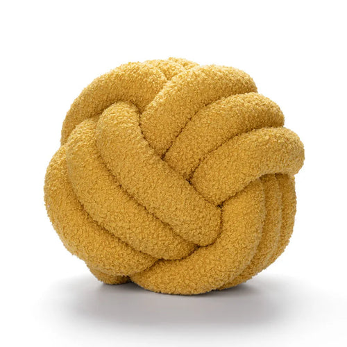 Coussin Boule Nouée Bouclette - Jaune Moutarde
