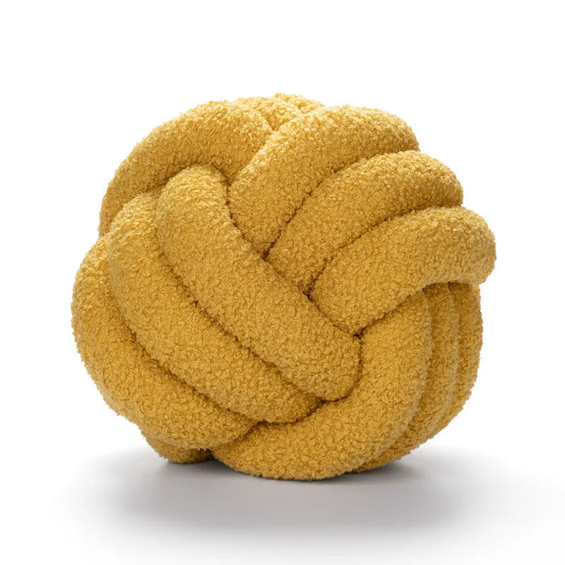 Coussin Boule Nouée Bouclette (Blanc, 25-28 cm)