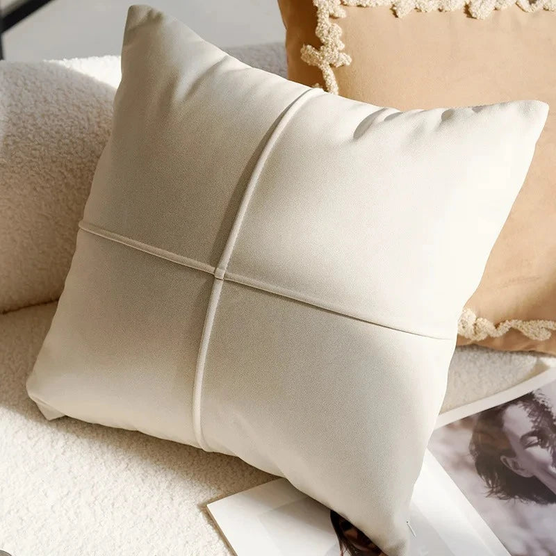 Housse de coussin Collection Beige & Caramel - Cuir Crème (45x45cm)