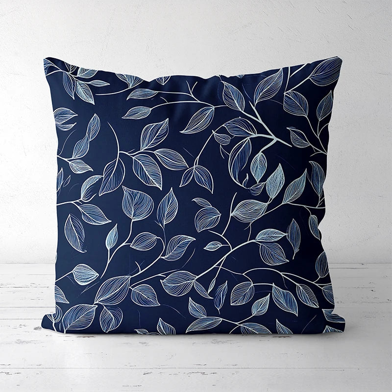 Housse de coussin Feuilles Bleues - Motif 3