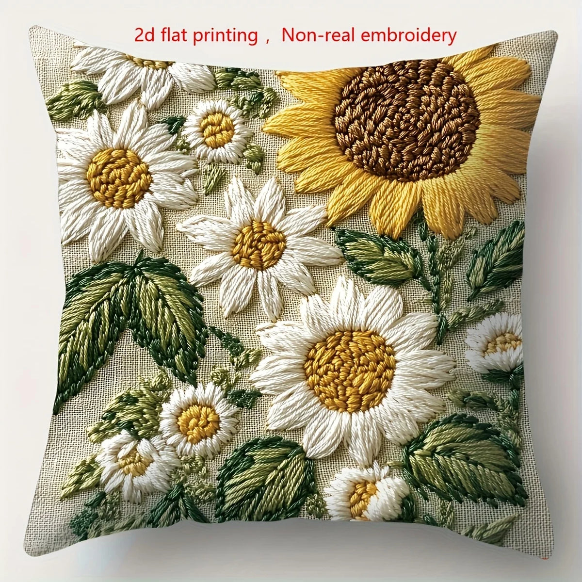Lot de 4 Housses de Coussin Tournesol Vintage