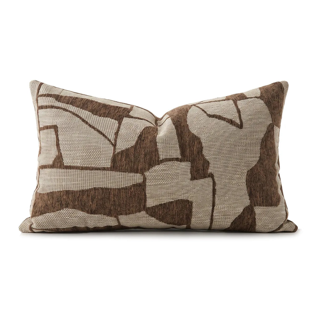 Housse de coussin Jacquard Géométrique Marron Beige - Motif A (30x50cm)