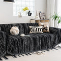 Plaid Rayures Craie Anti-Rayures - Noir & Blanc