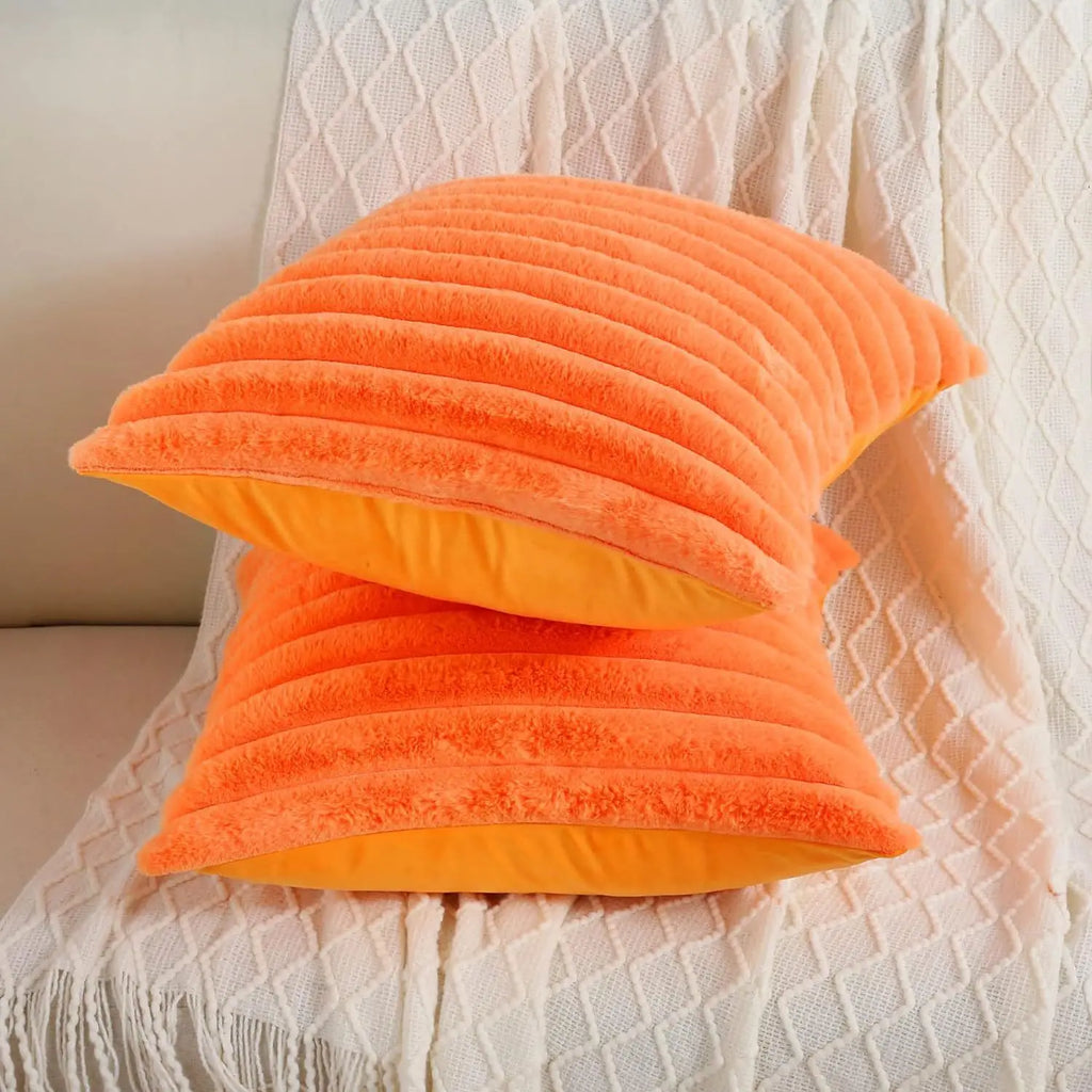 Housse de coussin Fausse Fourrure de Lapin - Terracotta