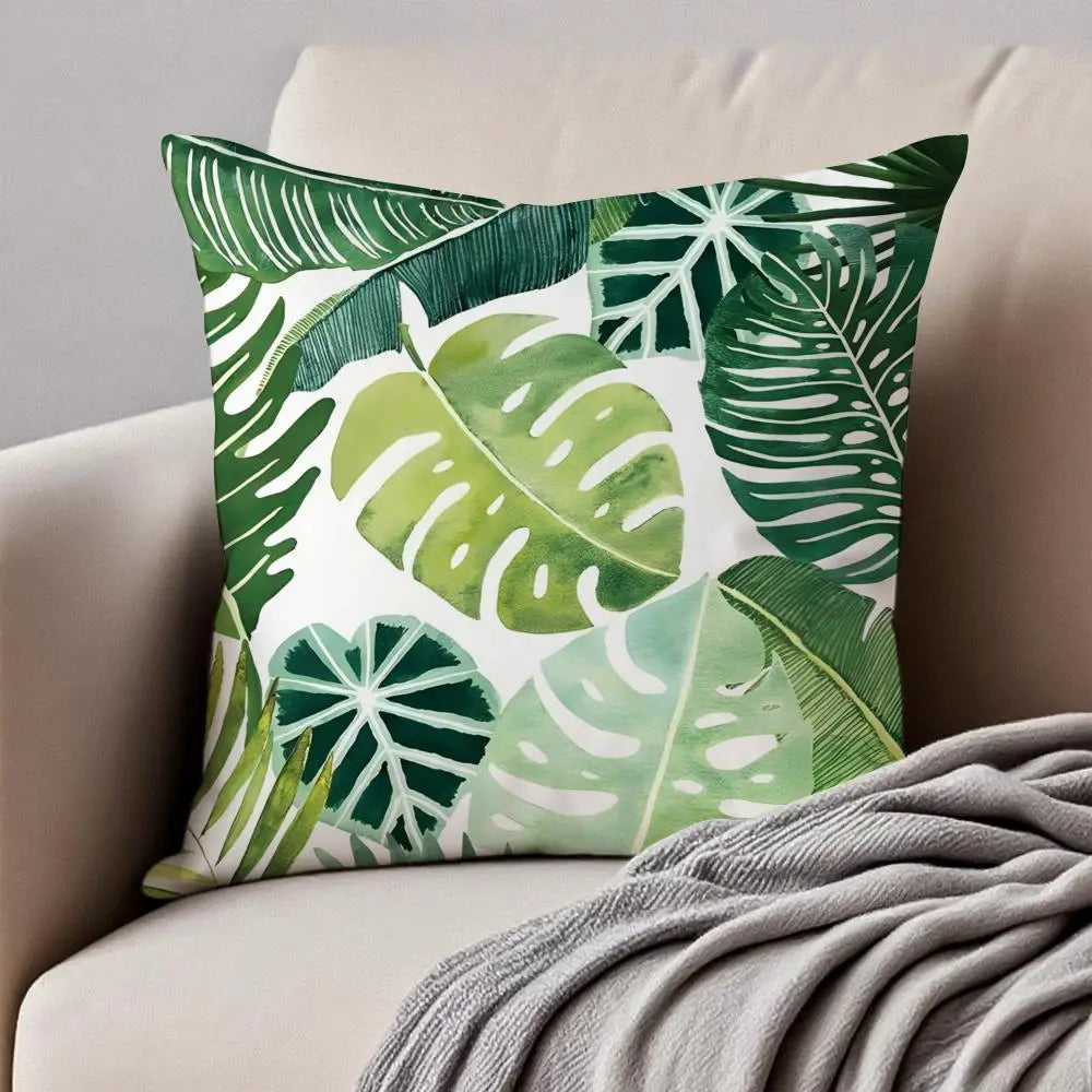 Housse de coussin Feuilles Peluche Courte - Motif 2