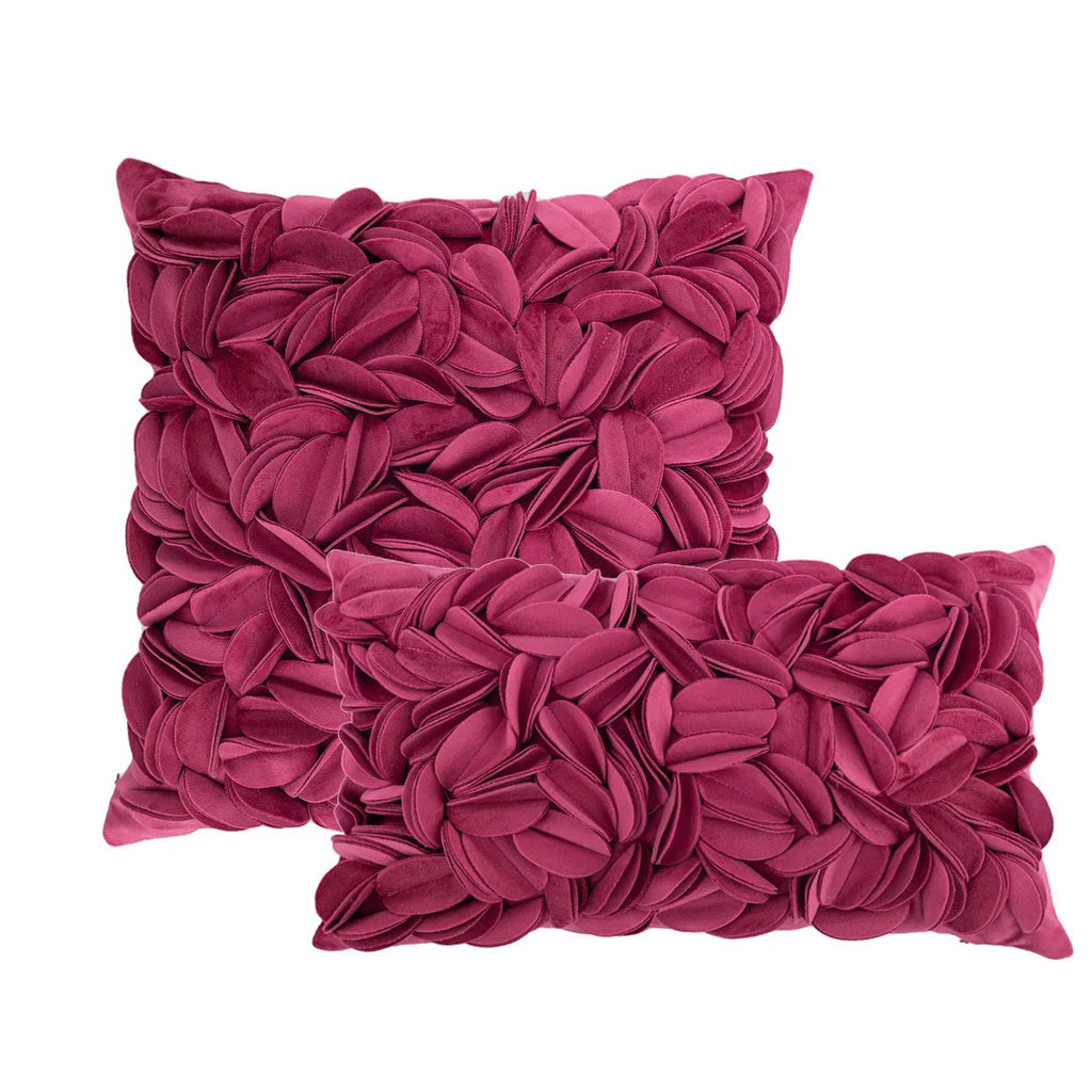 Housse de coussin Pétales 3D - Bordeaux