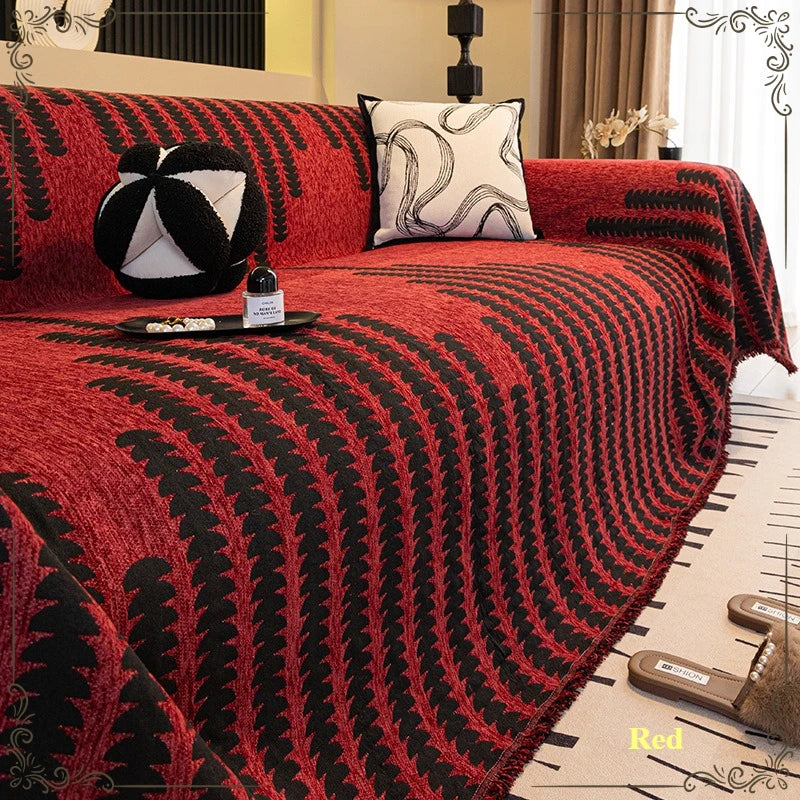 Plaid Chevron Anti-Griffures Chat - Rouge