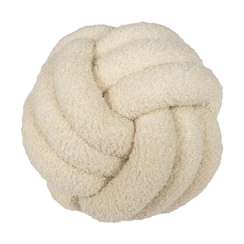 Coussin Boule Nouée Bouclette - Blanc Cassé