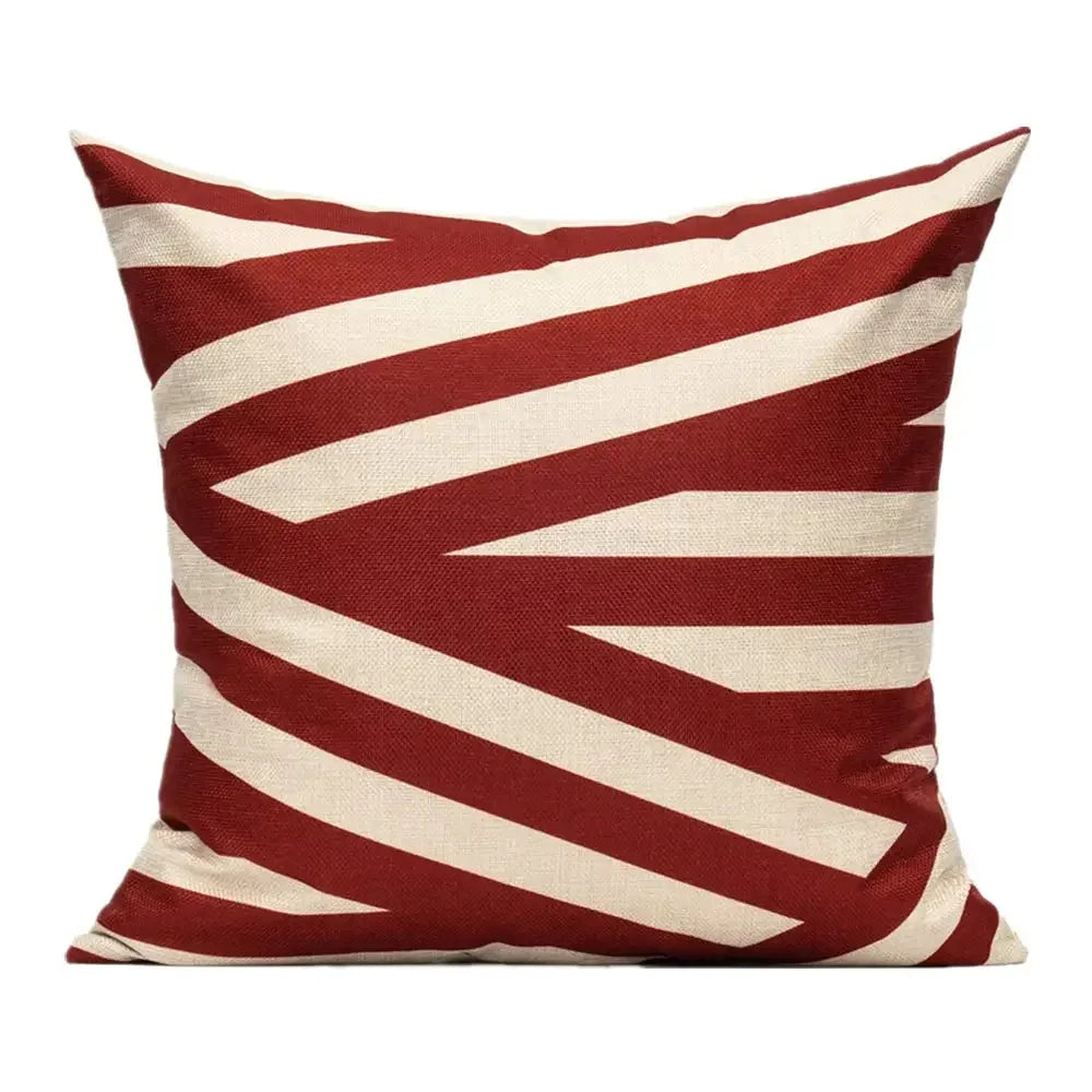 Housse de coussin Lin Géométrique Rouge - Chevrons Zigzag