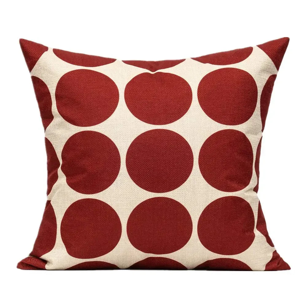 Housse de coussin Lin Géométrique Rouge - Pois Géométriques
