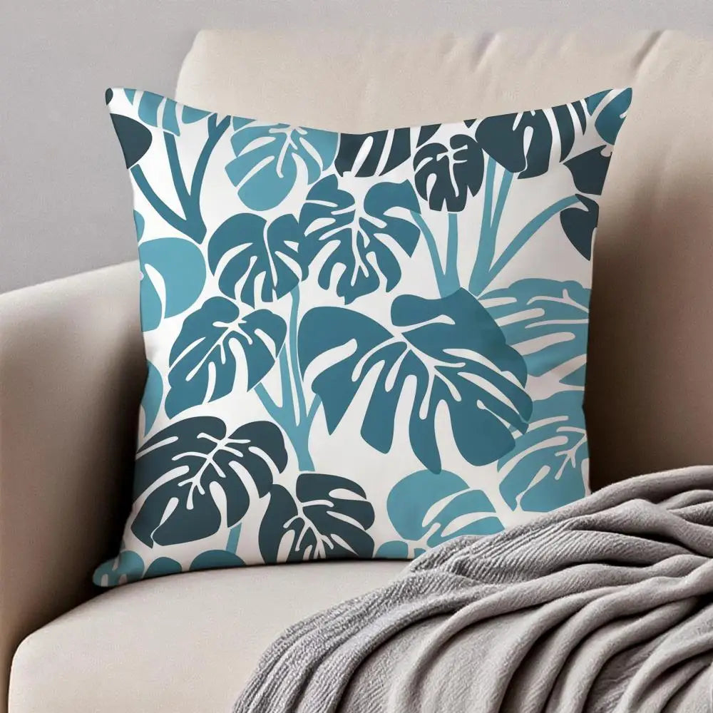 Housse de coussin Feuilles Peluche Courte - Motif 4